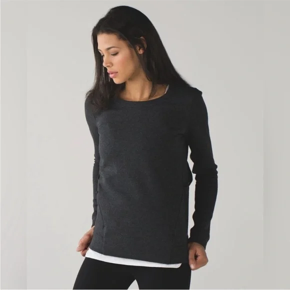 lululemon athletica &go Endeavor Heathered Black Sweatshirt - Picture 1 of 4